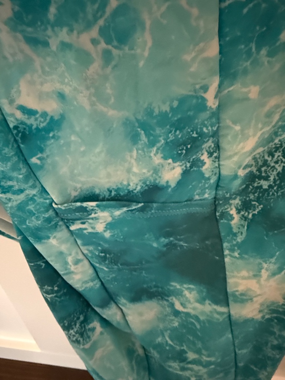 Torrid Blue Ocean-Print long swim dress one piece w/ attached shorts underneath - Picture 6 of 9